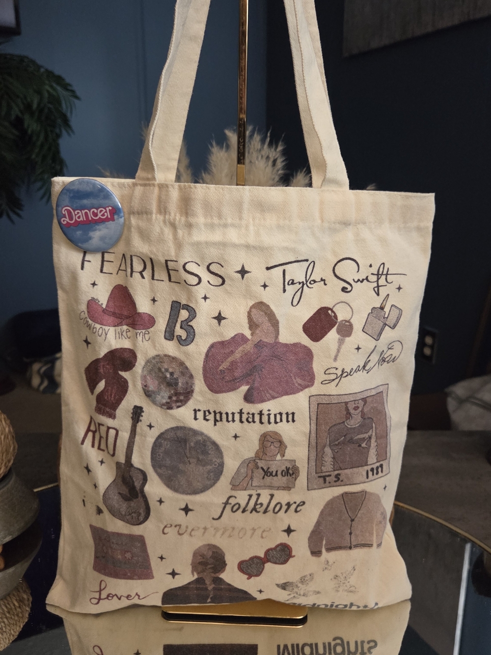 Taylor Swift Albulm Collage • Eras Inspired Canvas Tote Bag + Dancer Button Pin